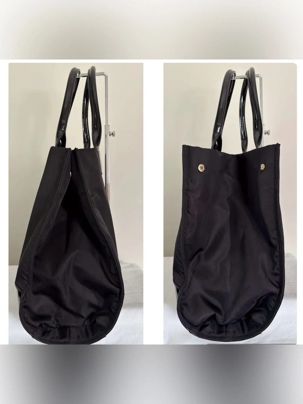 Tory Burch Ella black nylon & leather large tote